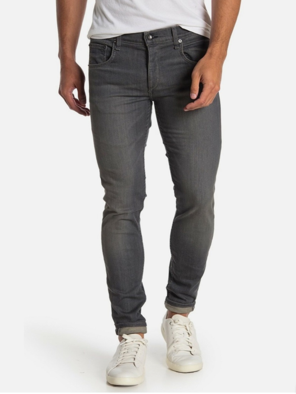 NEW Rag & Bone Mens Fit 1 Grey Extra Slim Fit Dark Wash Denim Skinny Jeans, 34